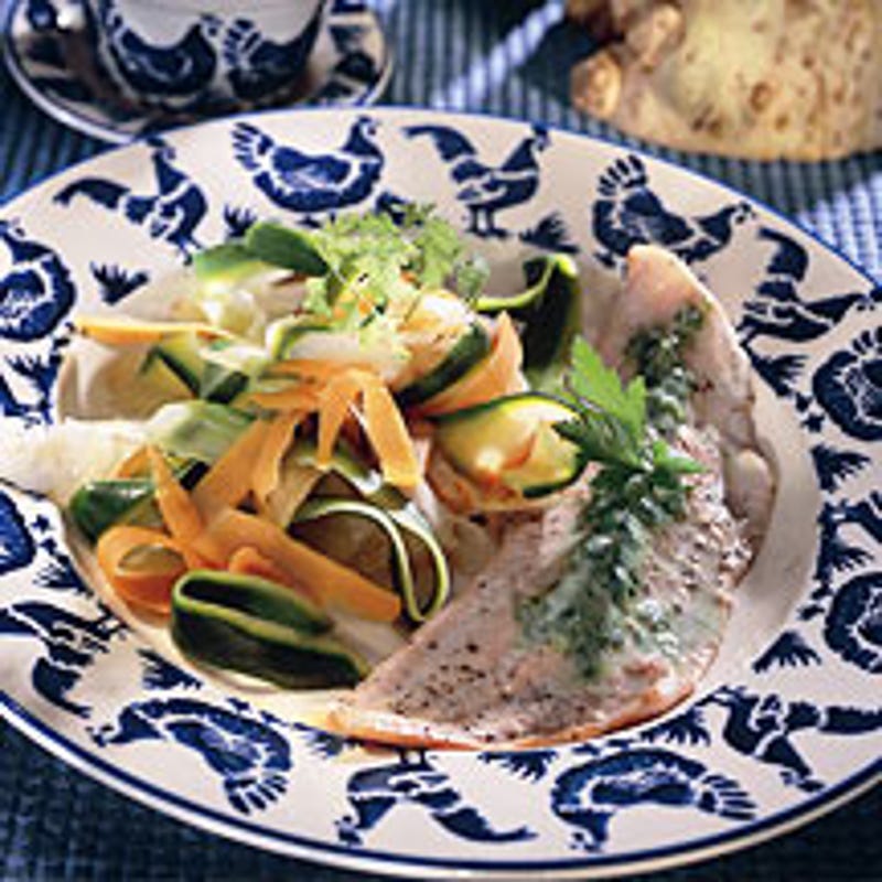 Photo de/du Truite aux tagliatelle de légumes sauce cresson par WW