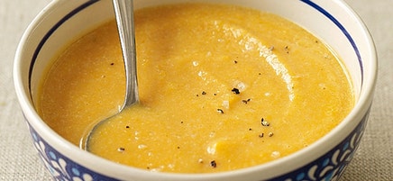 Soupe de patate douce au miel, citron vert et gingembre