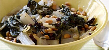 Poêlée de blettes aux pignons et raisins secs