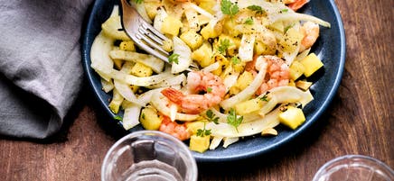 Salade exotique au fenouil et aux crevettes
