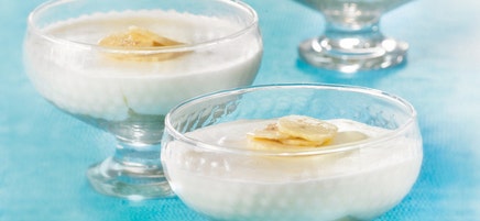 Crème de rhubarbe à la mousse de banane verte