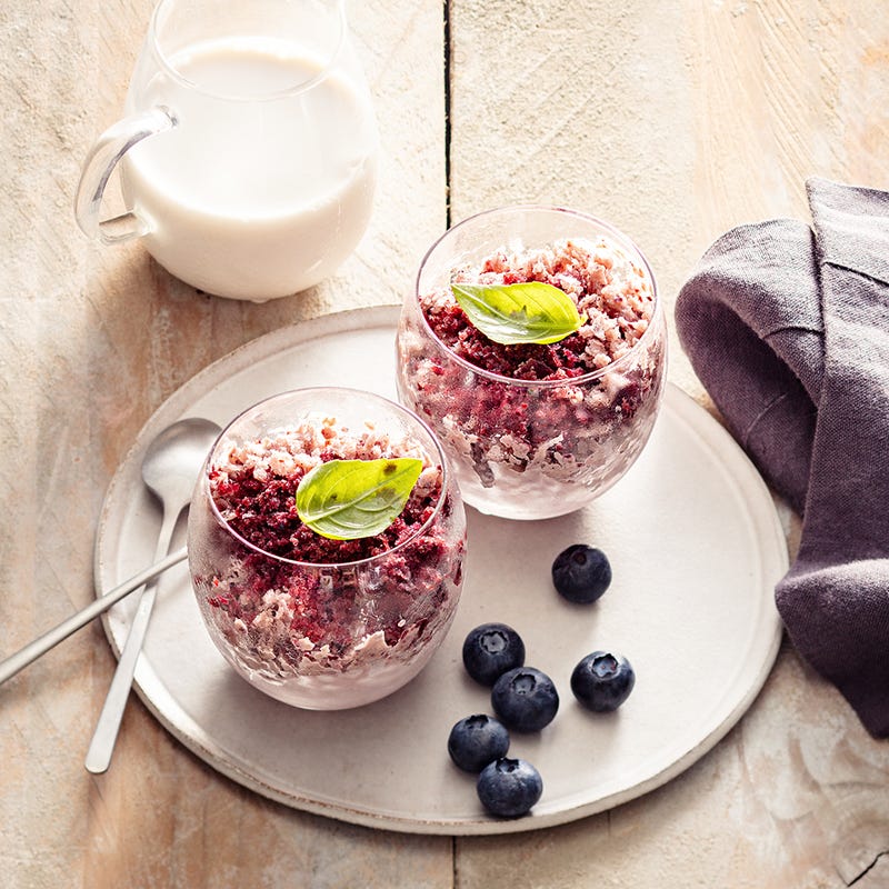 Granité de myrtilles au lait d'amande