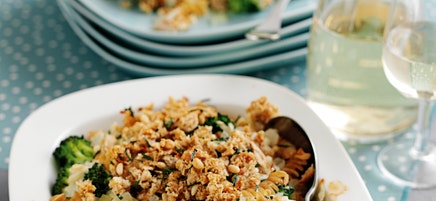 Gratin de pâtes au brocoli et au bleu