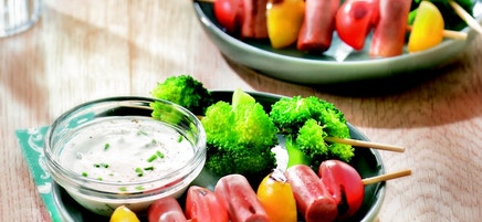 Snack à la saucisse de volaille, sauce dip