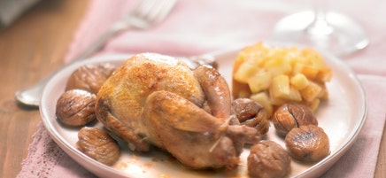 Cailles farcies aux marrons