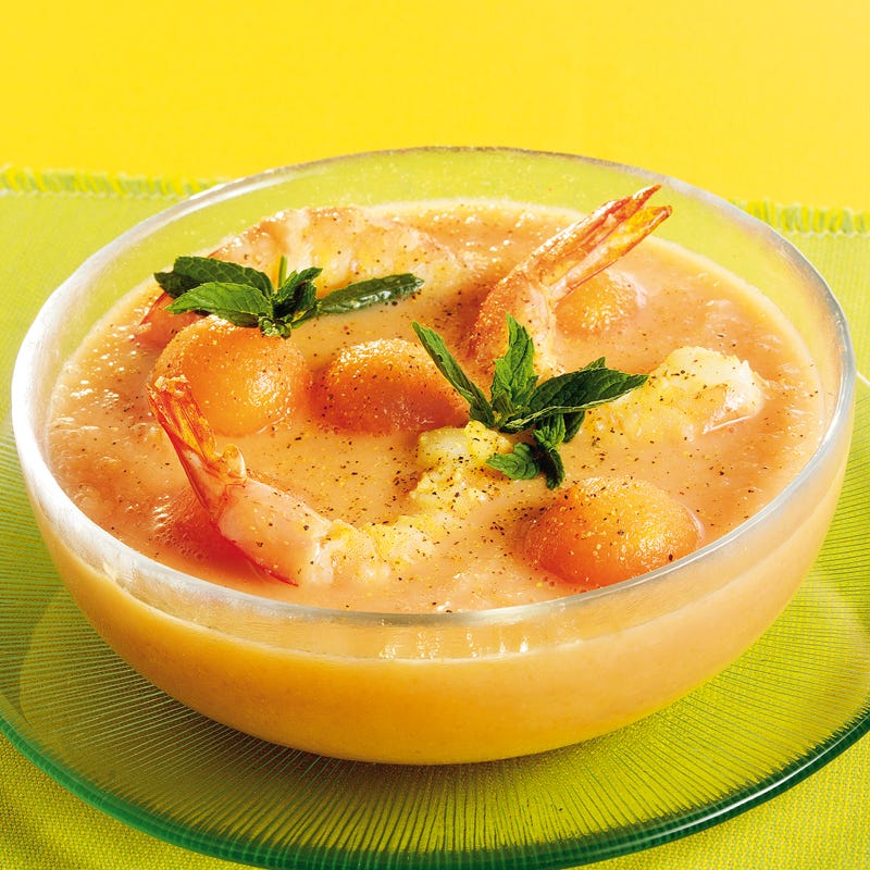 Photo de/du Soupe froide de melon aux gambas par WW