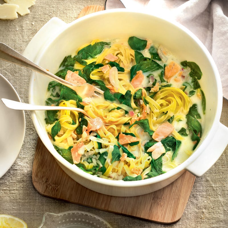 One pan pasta saumon épinard