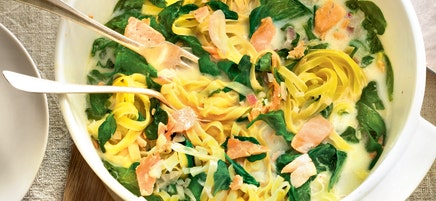 One pan pasta saumon épinard