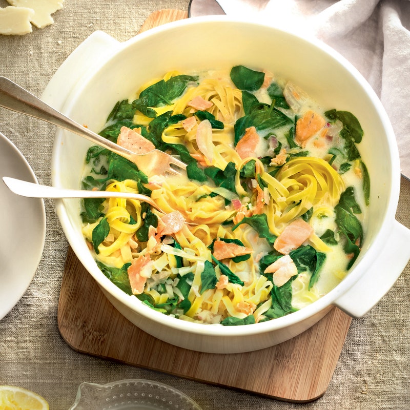 One pan pasta saumon épinard