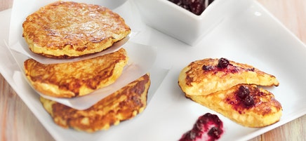 Blinis de pomme à la myrtille