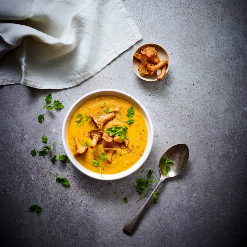 Velouté de potimarron aux girolles