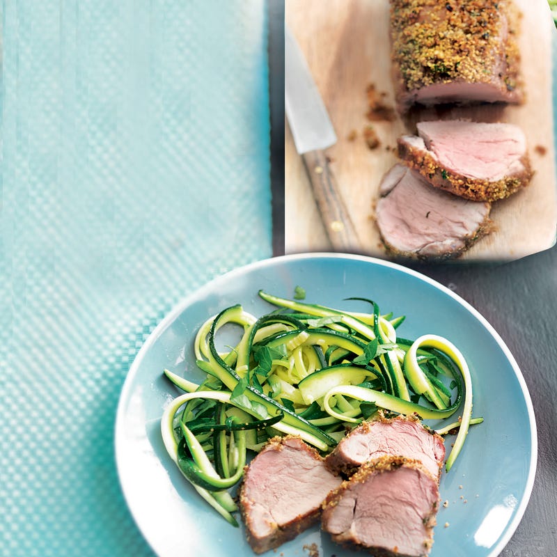 Filet mignon en croûte d'herbes et épices et spaghettis de courgette