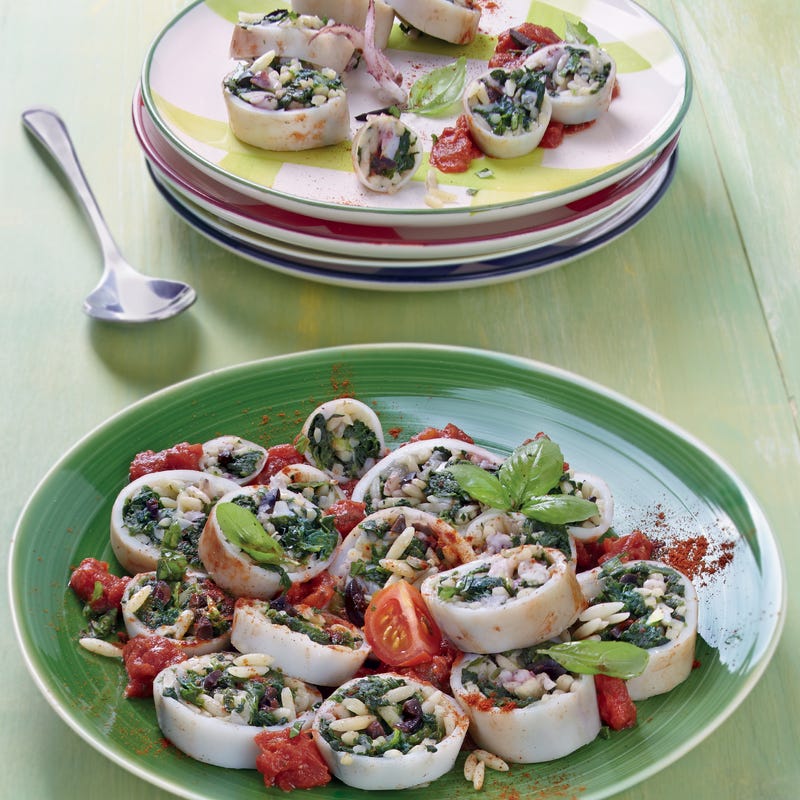 Encornets farcis à l'orzo