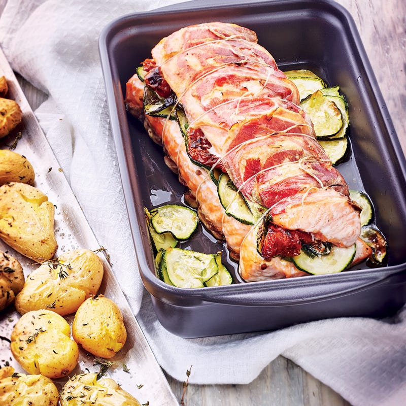 Photo de/du Rôti de saumon, basilic et pancetta par WW