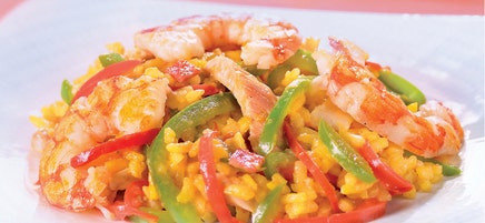 Wok de riz façon paella