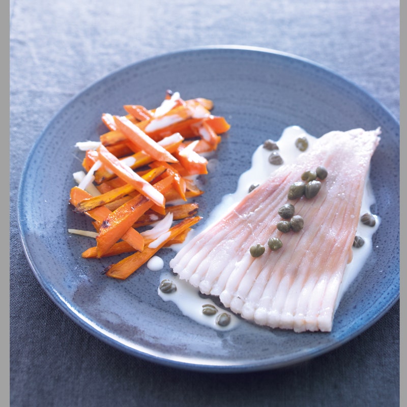 Raie aux carottes grillées et au gingembre