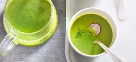 Gaspacho de petits pois à la menthe