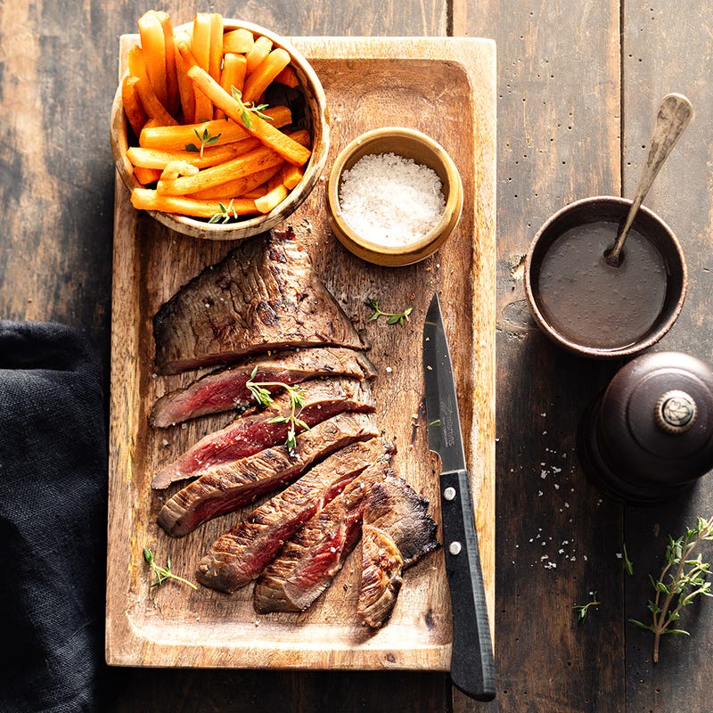Boeuf mariné au gingembre frites de carottes