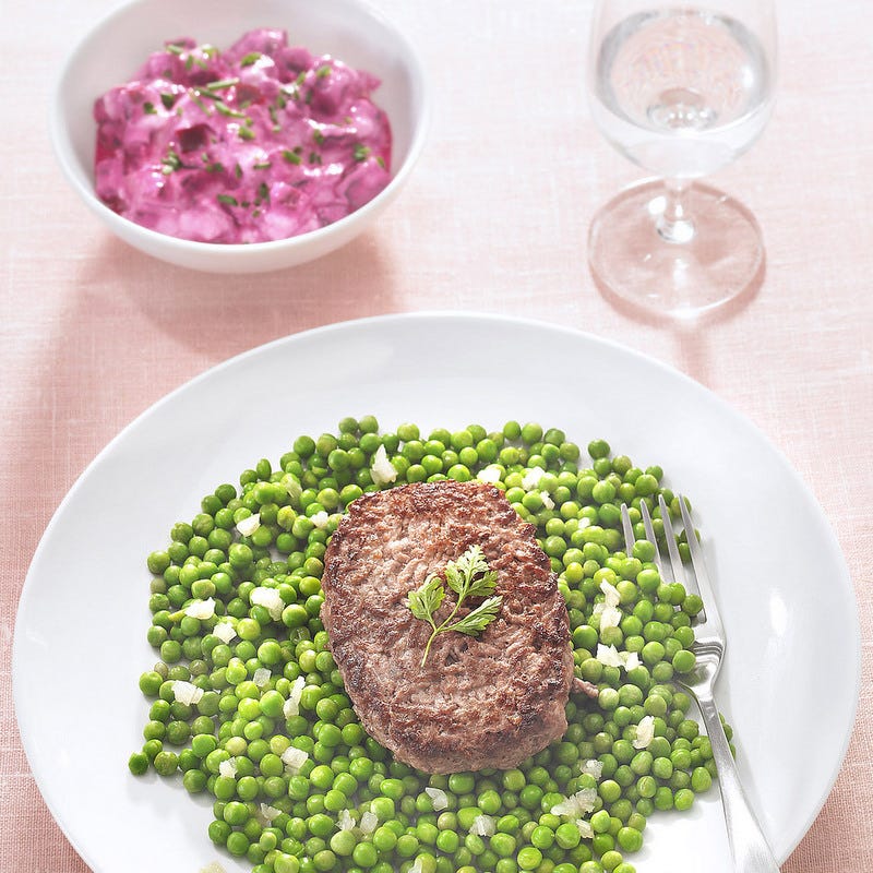 Betterave, steak et petits pois