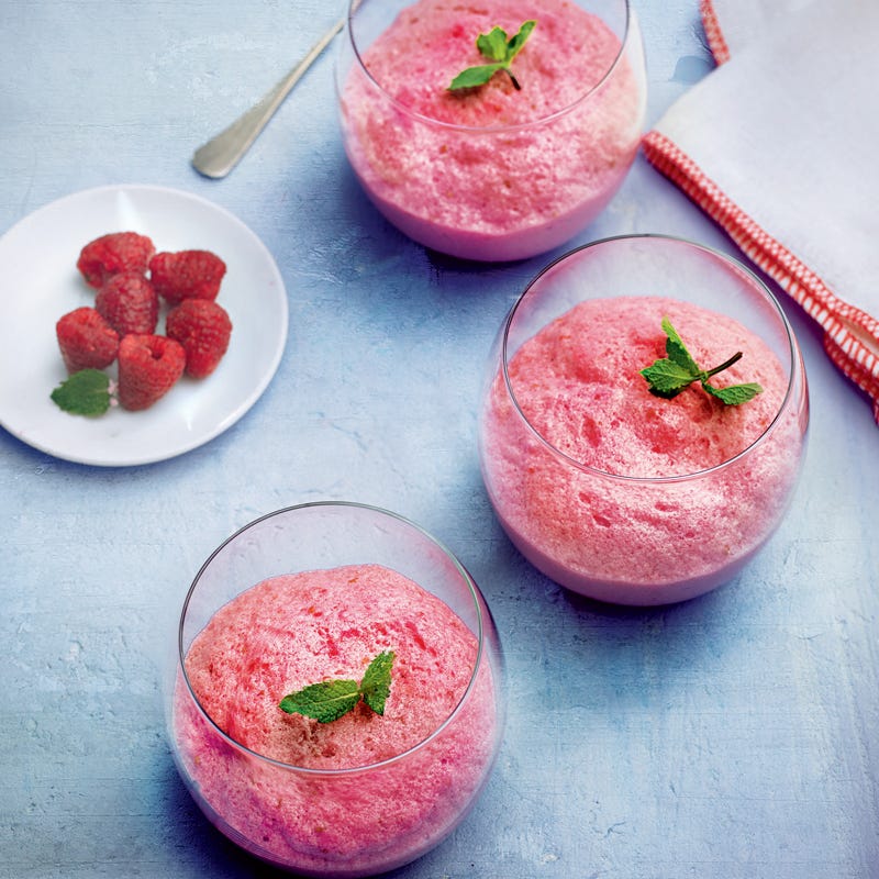 Mousse de soja aux framboises