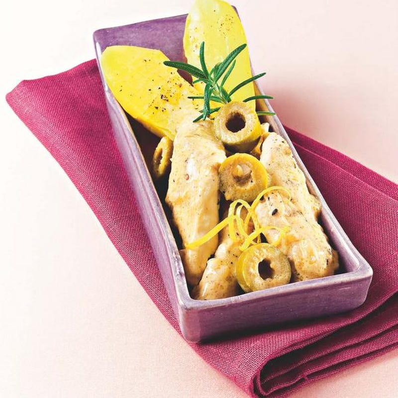 Photo de/du Poulet au citron et olives vertes, pommes vapeur par WW