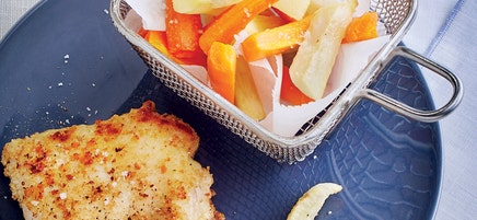 Cordon bleu, frites de légumes racines