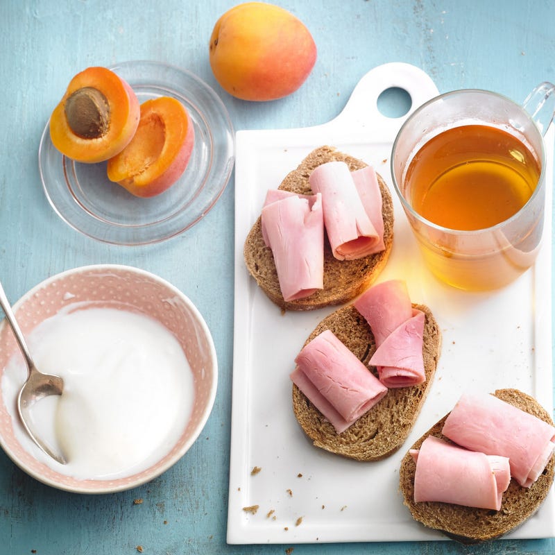 Tartine de jambon, abricots