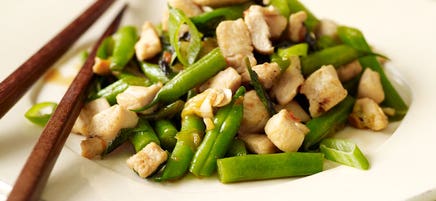 Poulet sauté aux haricots verts