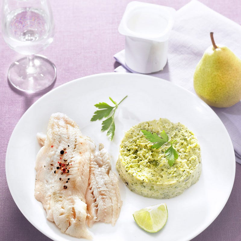 Photo de/du Filet de merlan grillé, écrasé brocolis pommes de terre par WW