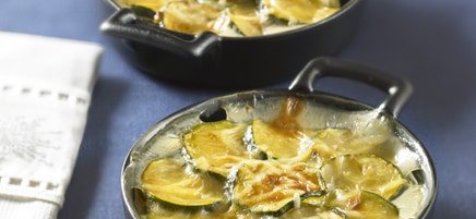 Cassolette de gratin de courgettes à la cancoillotte