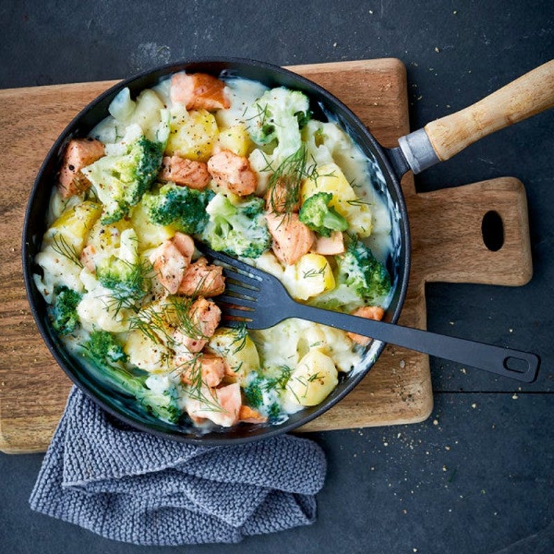 Cassolette de pommes de terre au saumon