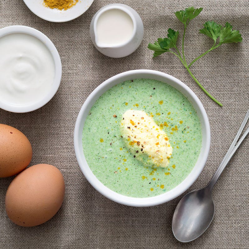 Photo de/du Velouté de persil et chantilly légère au curry par WW