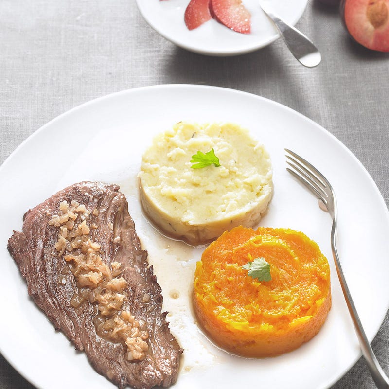 Bavette à l'échalote et sa purée automnale
