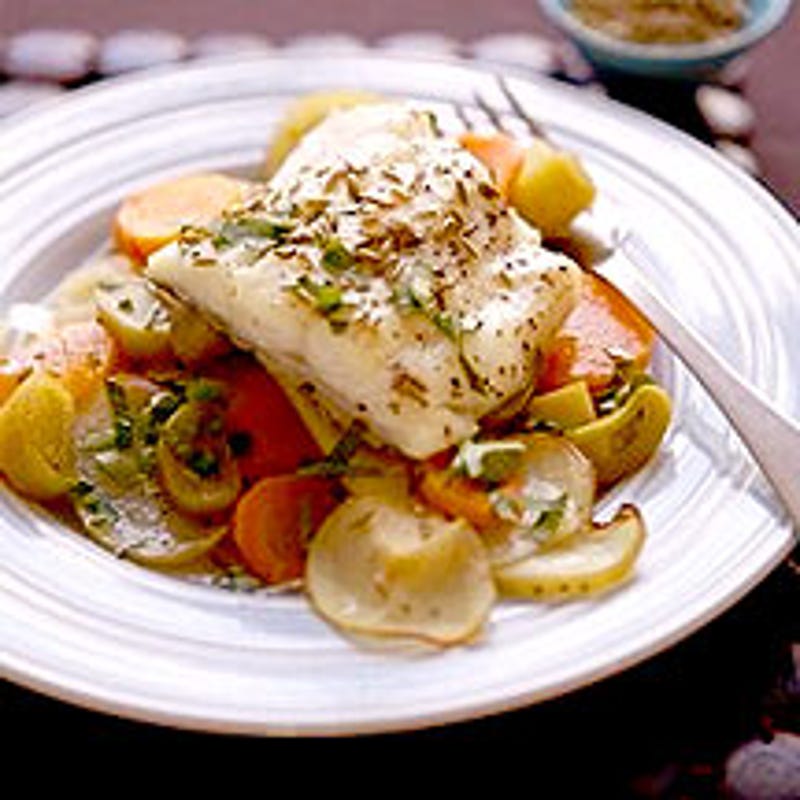 Foto van Schelvis met pastinaak en wortel door WW