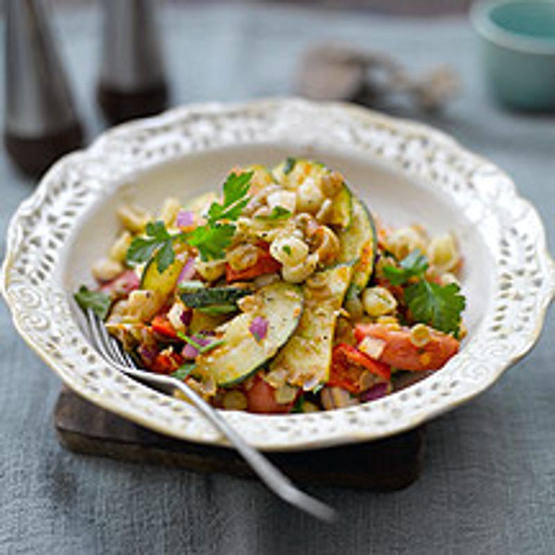 Foto van Linzensalade met pasta en gegrilde groente door WW