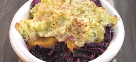 Chou rouge à l'orange et purée de pommes de terre