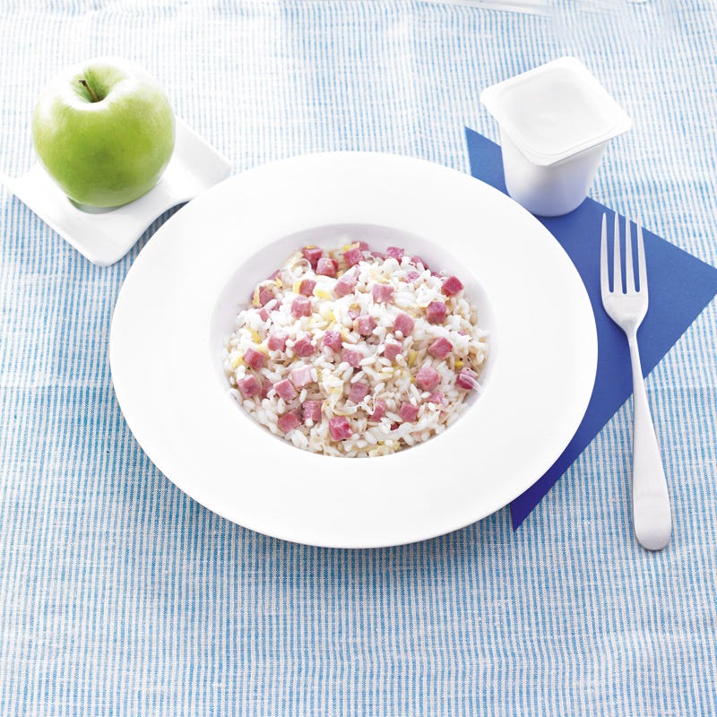 Risotto jambon poireaux