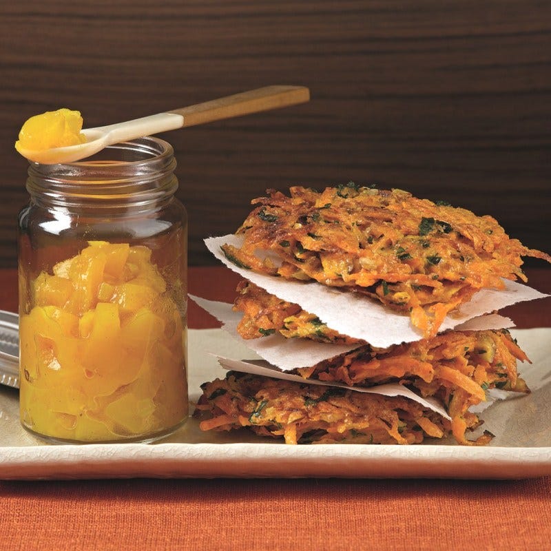 Foto van Wortel-notenpannenkoekjes met mangochutney door WW