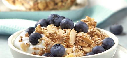 Muesli met blauwe bessen
