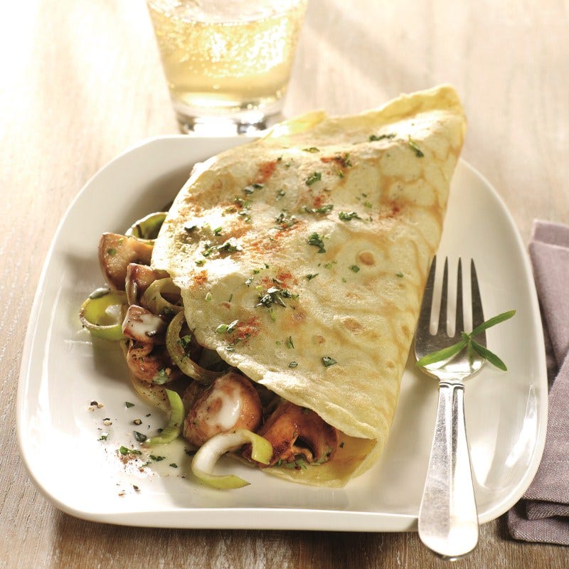 Foto van Pannenkoek met champignon-preivulling door WW