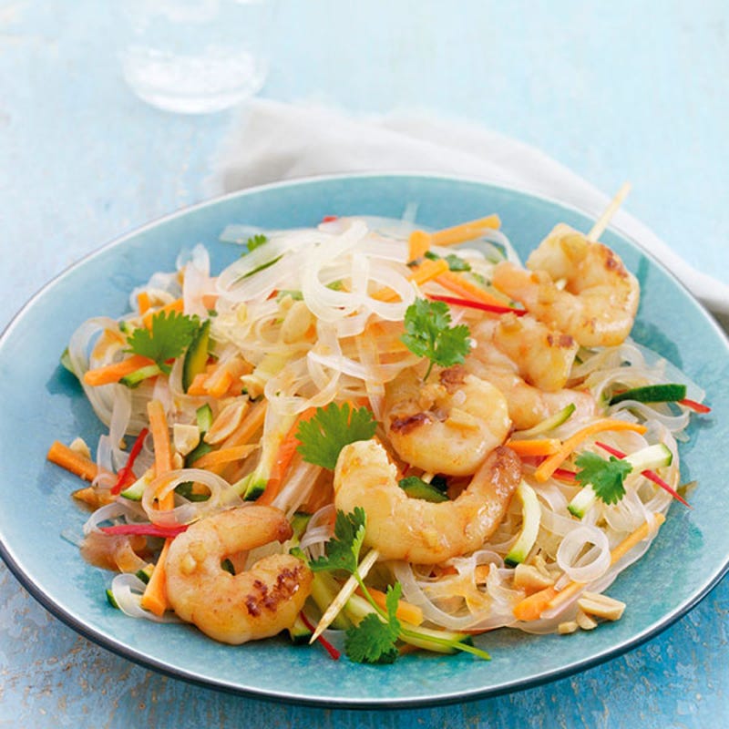 Photo de Brochettes de scampi, salade de nouilles chinoises prise par WW