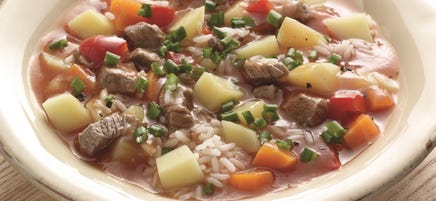 Soupe de pommes de terre au filet de boeuf