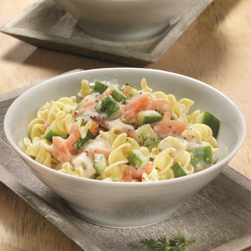 Photo de Fusilli à la sauce saumon-moutarde et concombres prise par WW