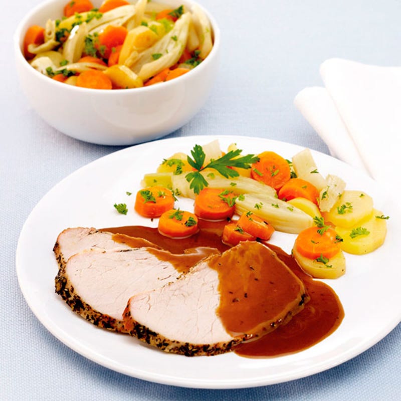 Photo de Rôti de porc épicé, poêlee de légumes prise par WW