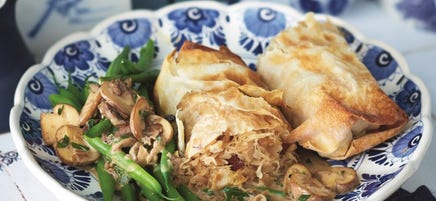 Colis de choucroute et sauce de cèpes