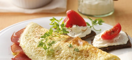 Omelette au jambon au four