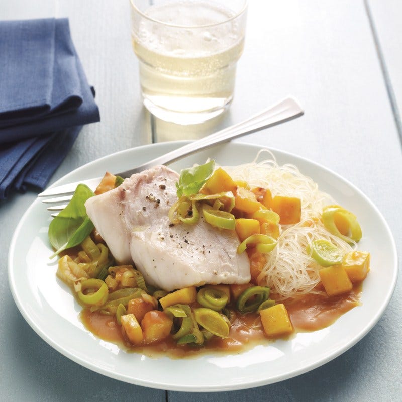 Foto van Curry-vispannetje met mango door WW