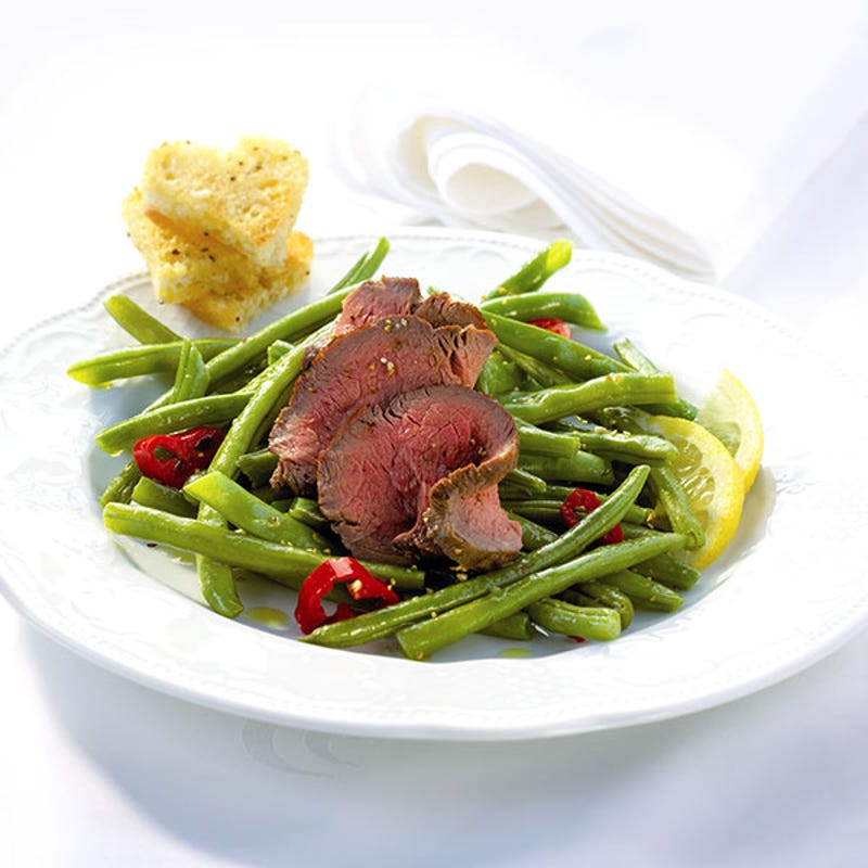Foto van Pittige sperziebonen met citroen en biefstuk door WW