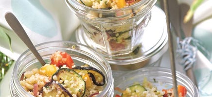 Salade de légumes grillés au boulgour et vinaigrette de citron vert