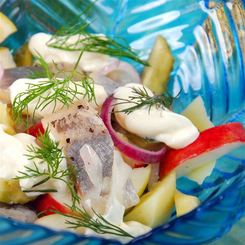 Foto van Salade met haring, aardappel en appel door WW